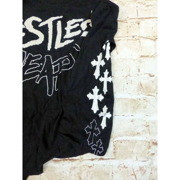 291 Venice Womens Black Restless Hearts Cross back Tank Crosses Size 2 Goth Rock - Picture 5 of 12